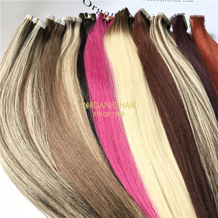 Customized human tape in hair extensions X 173
